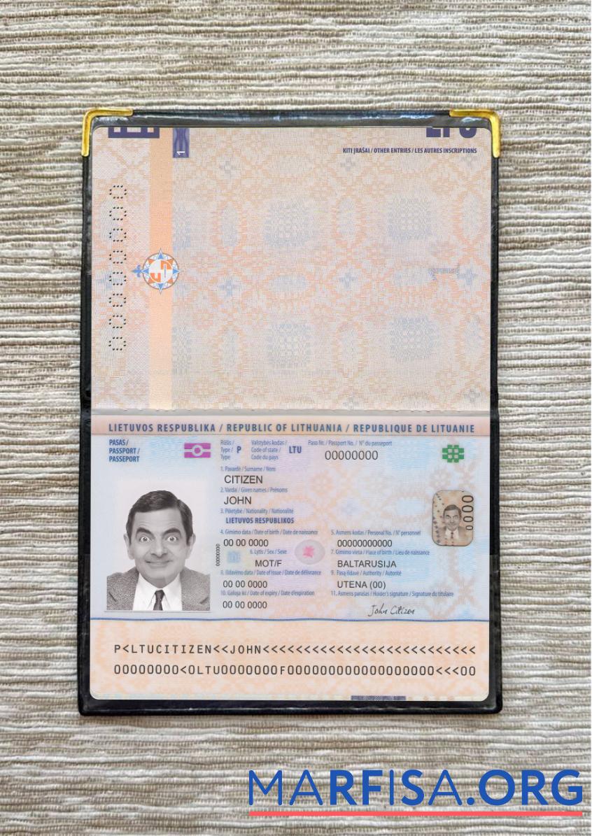 Blank Lithuania passport new 2021 present photolook real example